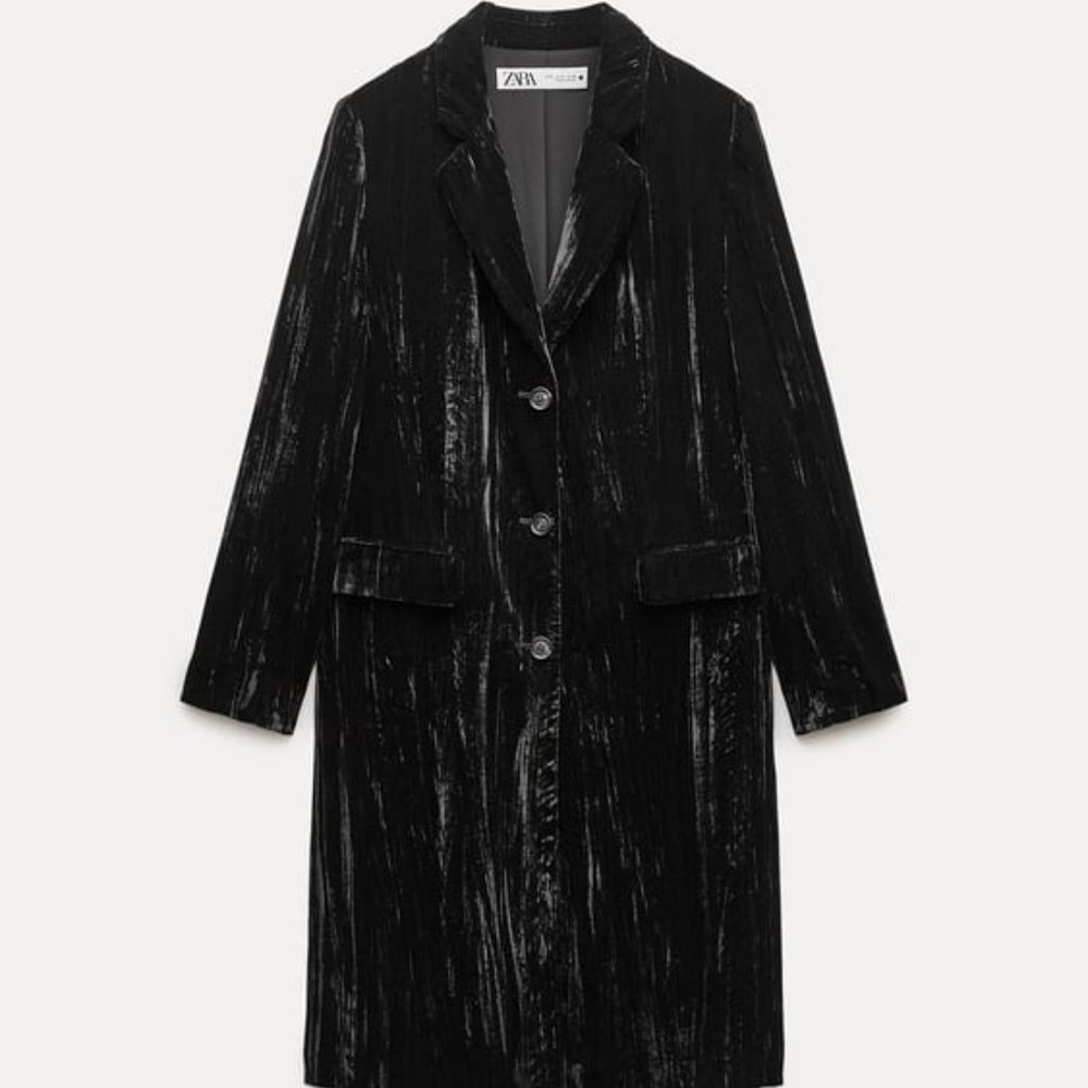 ZARA_WRINKLED VELVET COAT ZW COLLECTION_NWT_NEVER WORN_SIZE SMALL